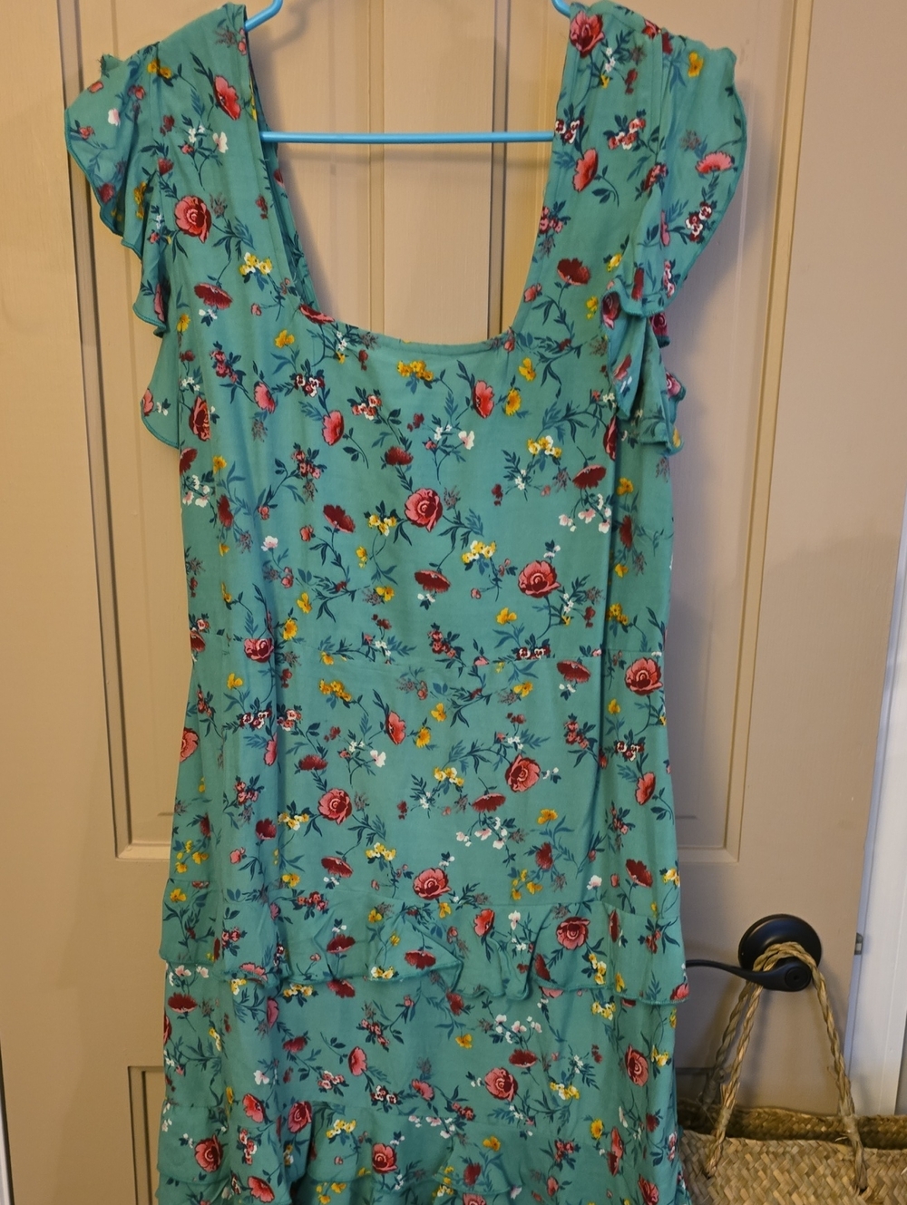 Lottie & Holly Floral Ruffle Sleeve Dress - Teal